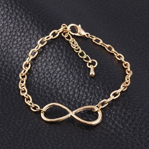 Gold Infinity Bracelet NWOT OS - Picture 1 of 2